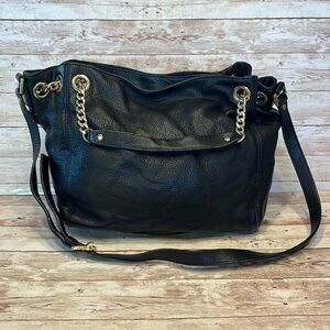 Michael Michael Kors Black Pebbled Leather Shoulder Bag Handbag Purse